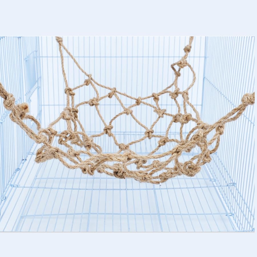 Red de escalada de cuerda de cáñamo para mascotas, hamaca colgante y juguete de columpio para loros, periquitos, hámsters, animales pequeños, juguete universal de escalada para pájaros y mascotas