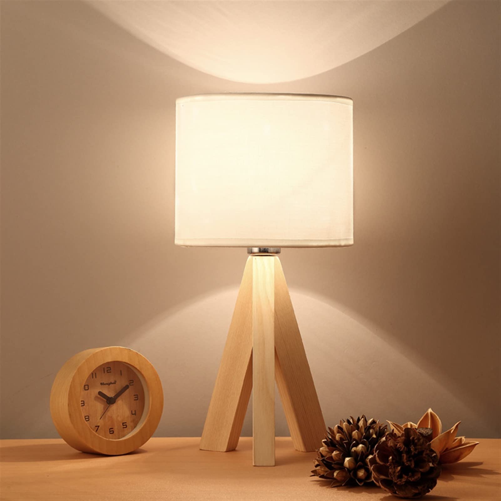 Schreibtischlampe Einfache Nacht Leselampe Schlafzimmer Warme Dekoration Holzkunst LED Augenschutz Stativ Light Creative Holz Tischlampe Nachttischlampe (Color : EU Plug-Without Bulb)