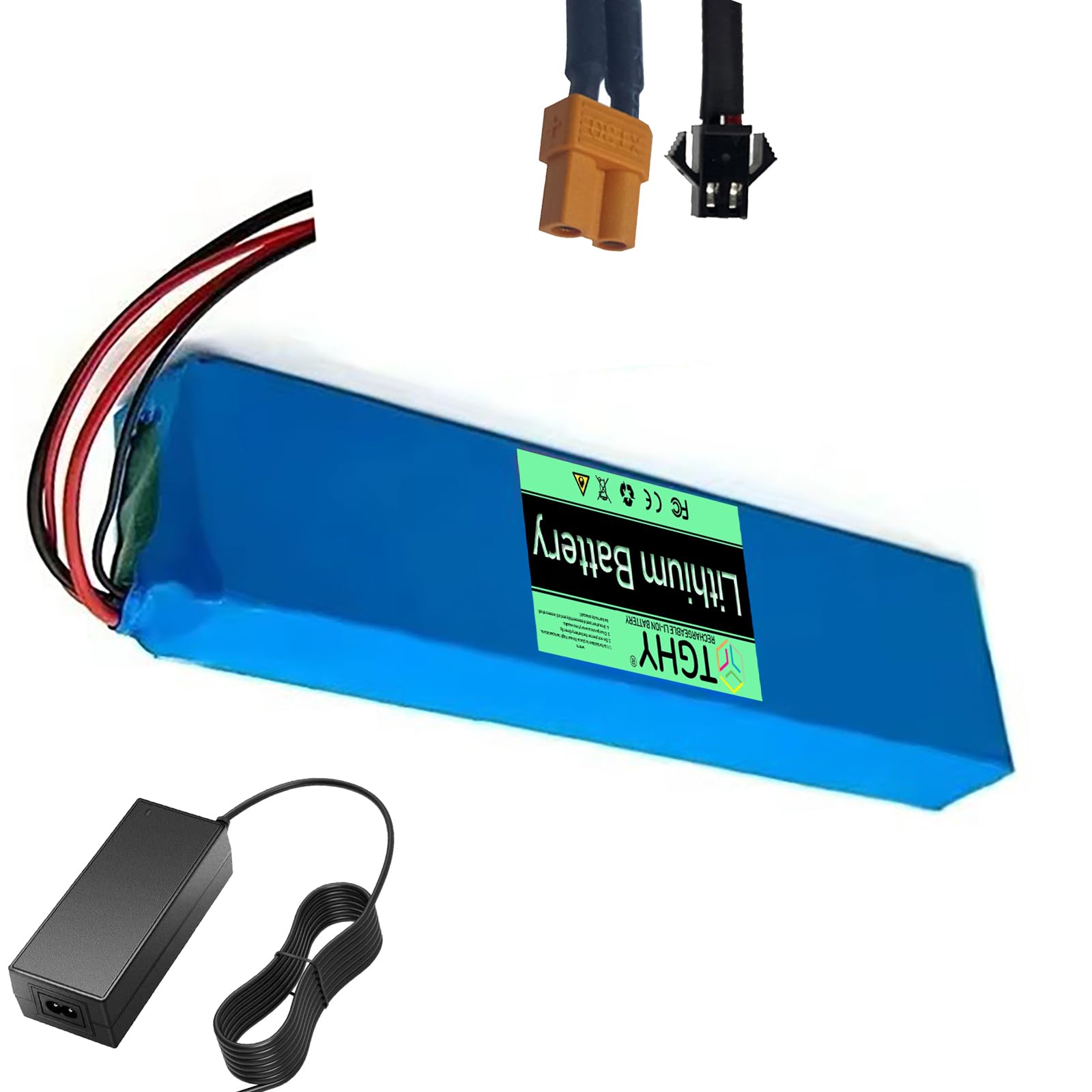 TGHY Batterie de Remplacement au Lithium pour Trottinette électrique 36 Volts, 36V 6,6 Ah, 7,8 Ah, 9 Ah, Batterie Lithium-ION de 324 Wh pour hoverboards, Skateboards et Moteurs.,36v 6.6ah,XT30+SM