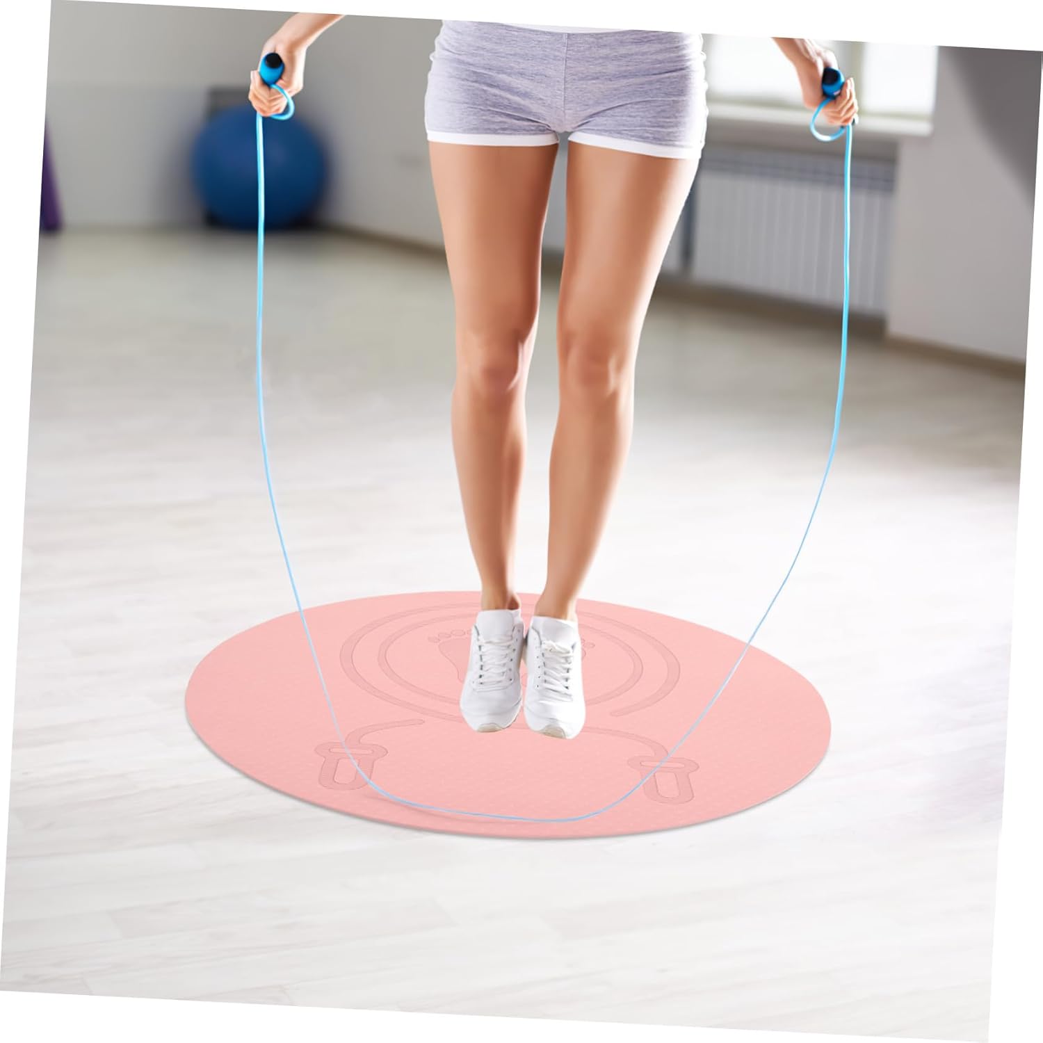 Tpe Non-slip Jump Rope Mat Pink Cushion for Household Exercise Shock Absorption Soundproof Fitness Gym Yoga Floor Pad
