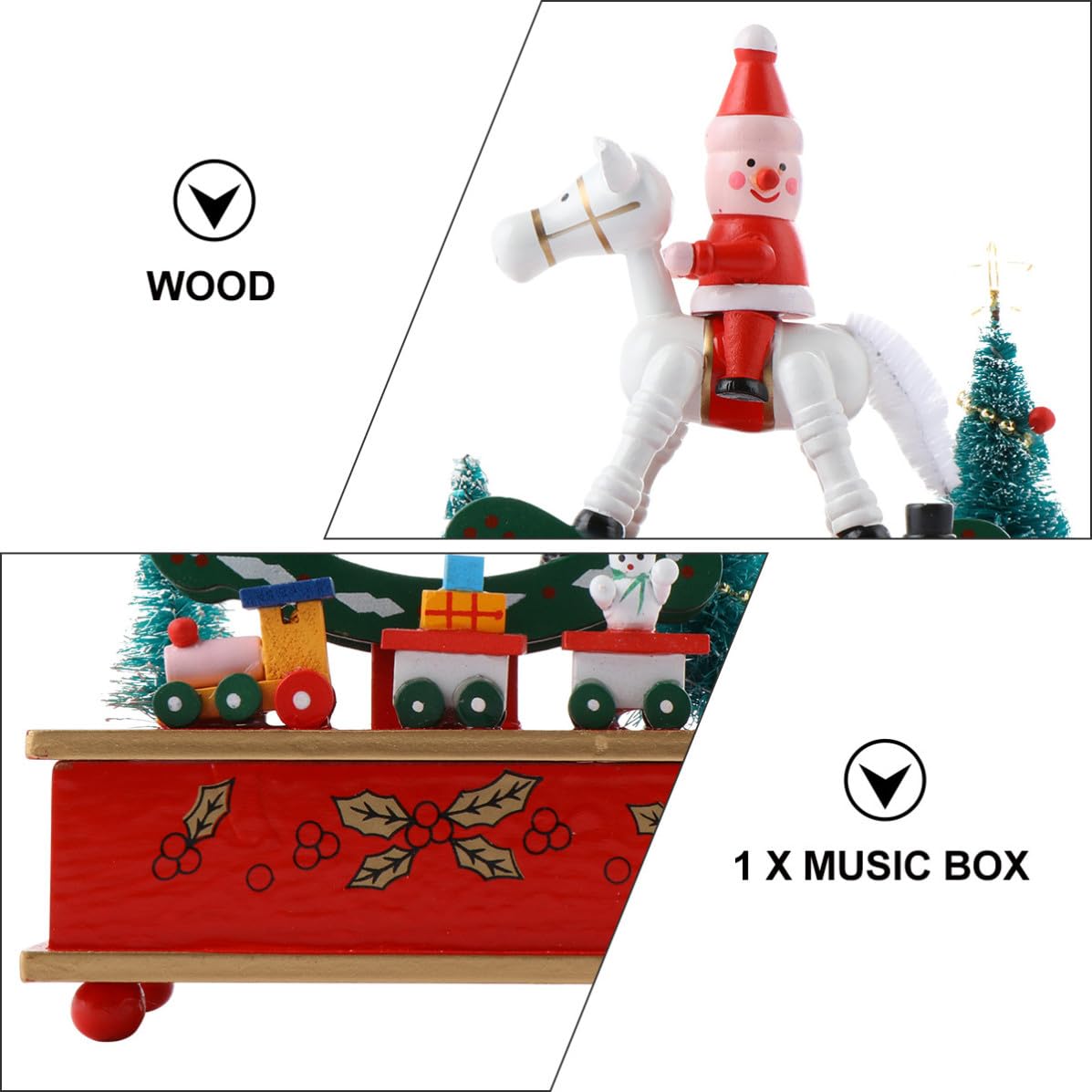 Caja de Navideña Portátil y Fácil de Usar de Madera Diseño Adorable en Navidad para de Sala y Dormitorio