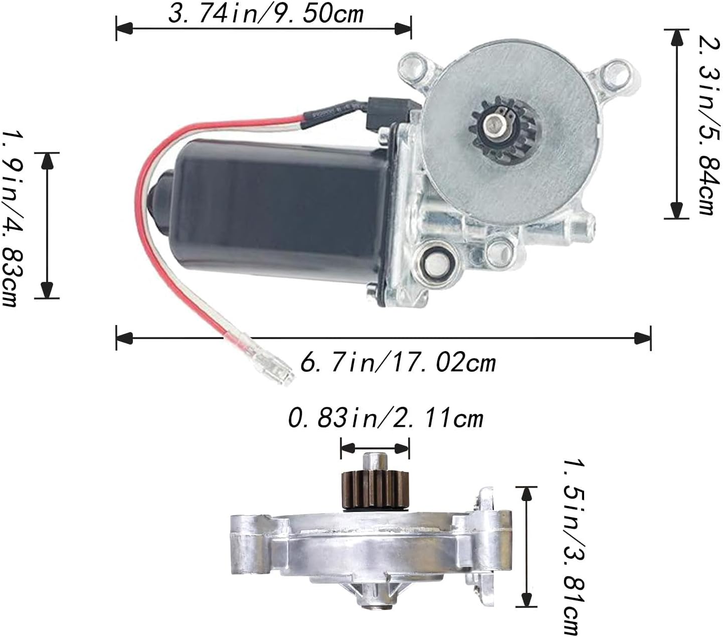 RV Awning Motor Replacement 266149 for Power Awning Systems, 12V 75RPM with Manual Retraction Nut, Lightweight Repair Part