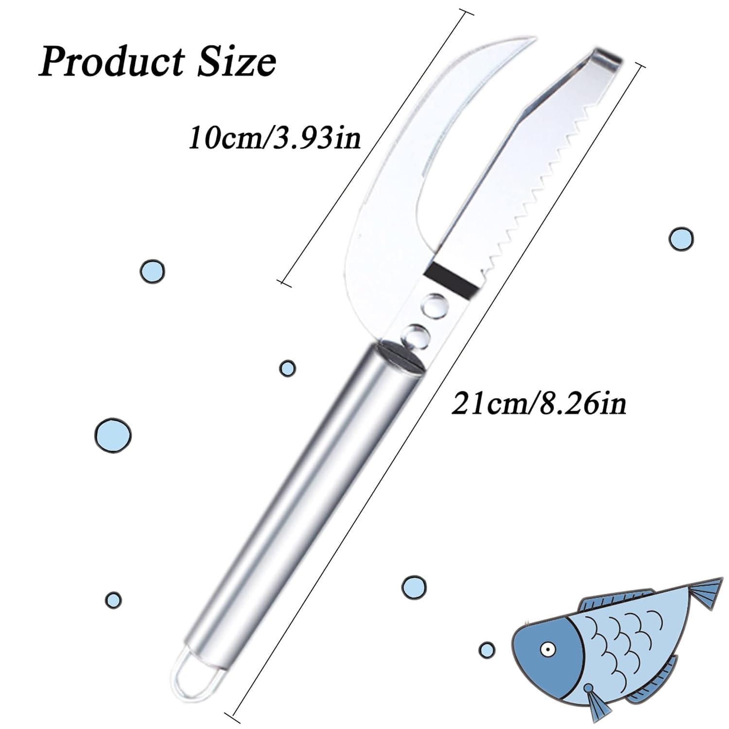 HUBTURE Stainless Steel Fish Maw Knife,3 in 1 Fish Maw Knife, Multifunction Fish Scalee Remover Household Kitchen Fish Scale Tool 2