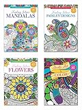 Adult Coloring Books - Set of 4 Coloring Books, Over 125 Different Designs Combined! Mandala Coloring Books for Adults with Detailed Flower Designs Printed on Heavy Paper.