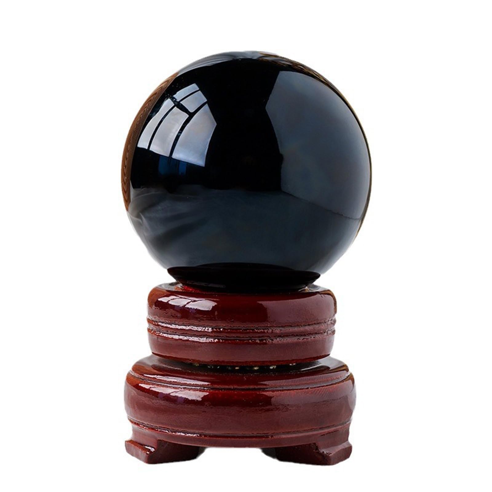 Phhxkkuo Black Crystal Ball Genuine Obsidian Crystal Sphere for Meditation Hand Polished Healing Crystal with Stand Divination And Feng Shui,7cm