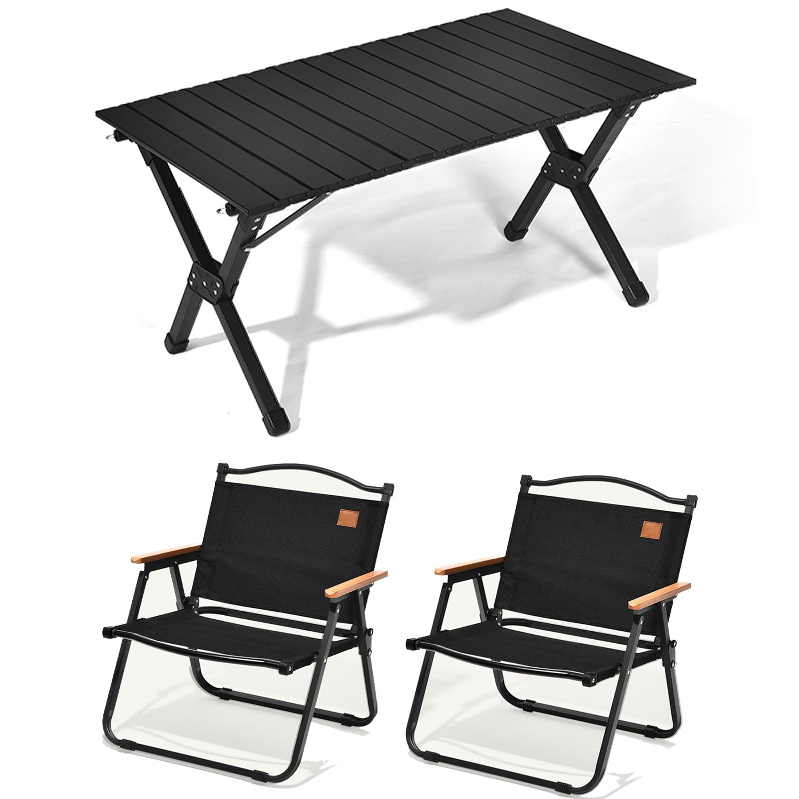 Table pliante camping extérieure portable avec 2 chaises pour pique-nique
