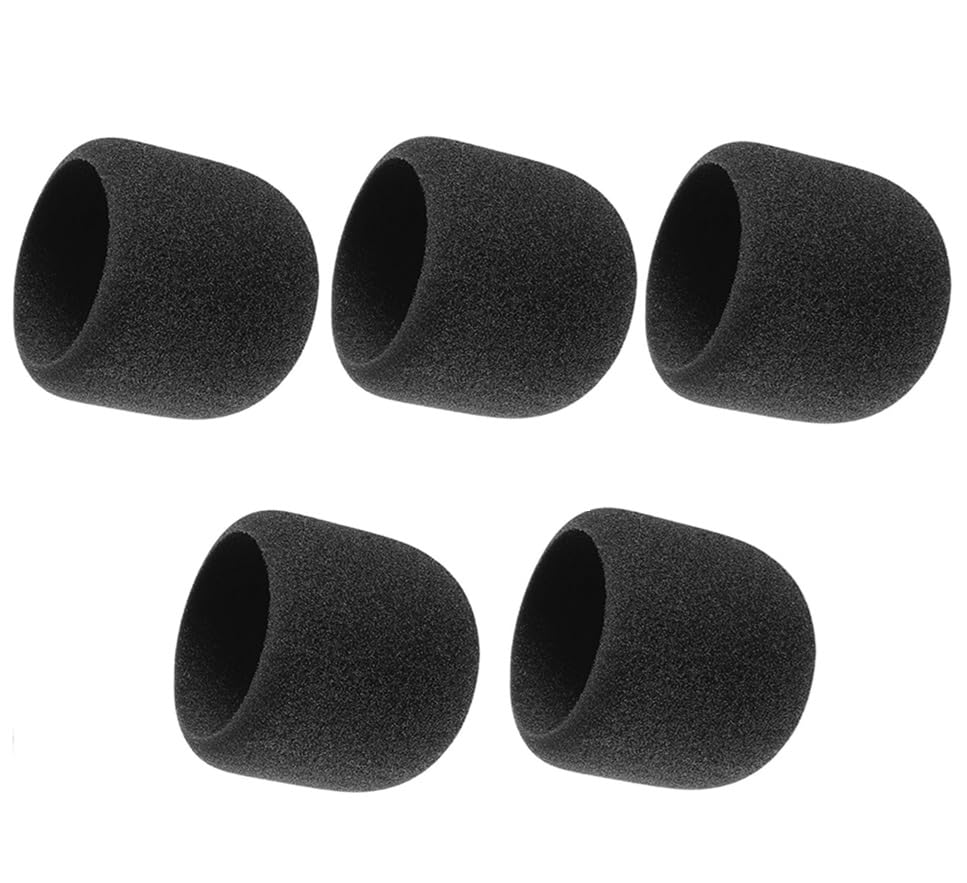 Generic Microphone Grill Interior Foam Windscreen Replacement for SM58, Beta58 and Universal Mic for Recording, Interview, Singing, 5 Pack Black, HM-1001