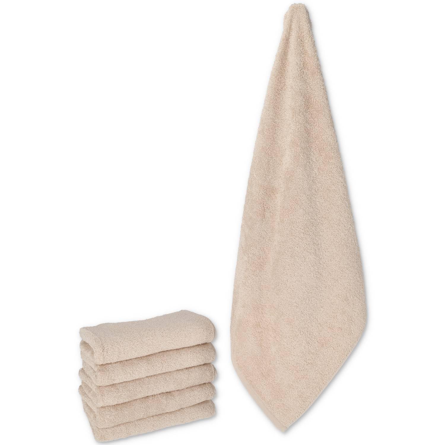 Casatessile Set 6 Asciugamani Bagno Spugna Viso o ospite Sofia Asciugamani Set 6 Pz, Pacco Asciugamani Bagno - Beige, 55x100 cm.