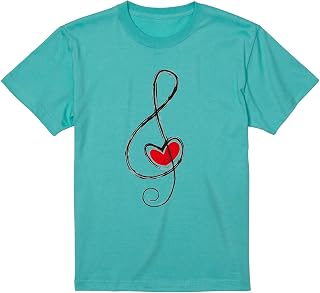 [igsticker] メンズ レディース Tシャツ 5.6オンス 半袖 コットン 100％ オリジナル デザイン プリント 音楽 音符 ハート 003383 S ～ 3XLサイズ