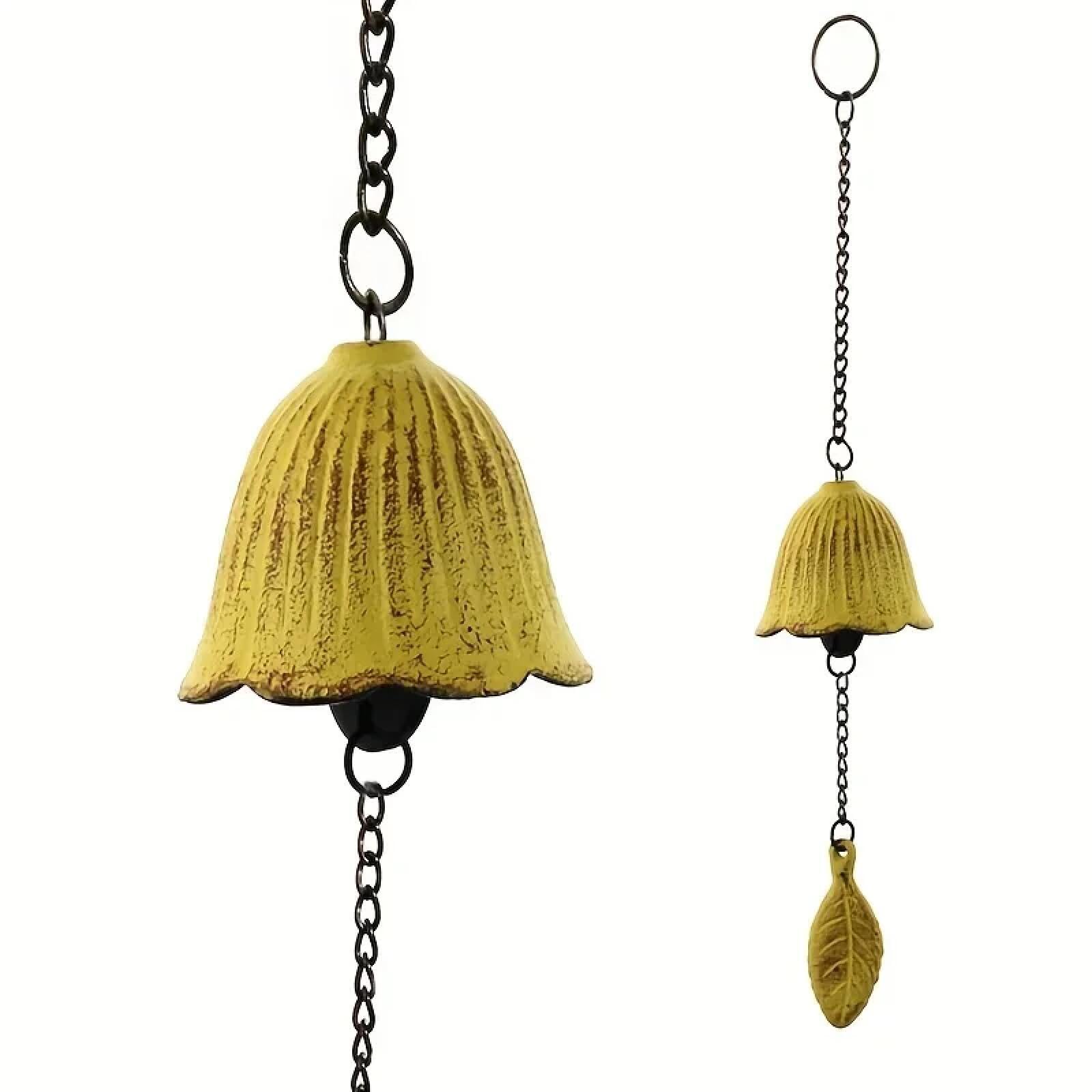 Creative Japanese Cast Iron Wind Chime Hanging Decoration Metal Retro Hanging Leaf Bell Balcony Outdoor Garden Hanging Decorate，F