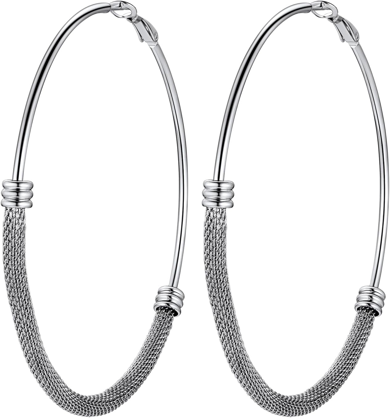 EXGOX Creolen van 925 zilver voor dames, 5 mm breed, groot, hypoallergeen, 14K verguld, gouden oorbellen, 30/40/50/60/70 mm, 30 mm, Sterling zilver, Geen edelsteen EXGOX Creolen van 925 zilver voor dames, 5 mm breed, groot, hypoallergeen, 14K verguld, gouden oorbellen, 30/40/50/60/70 mm, 30 mm, Sterling zilver, Geen edelsteen