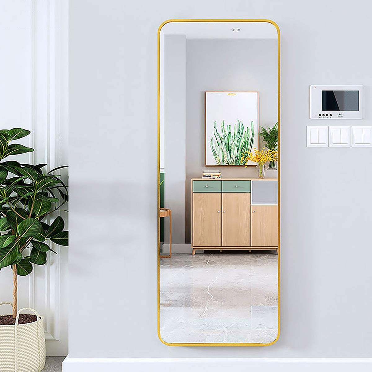 Buy 65×22" Full Length Mirror, Rounded Corner Floor Mirror, Standing