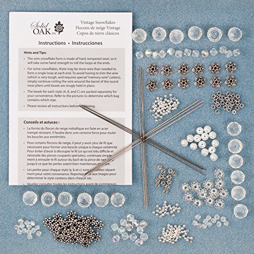 Solid Oak Vintage Snowflakes Ornament Kit, Crystal And Silver #TOP2