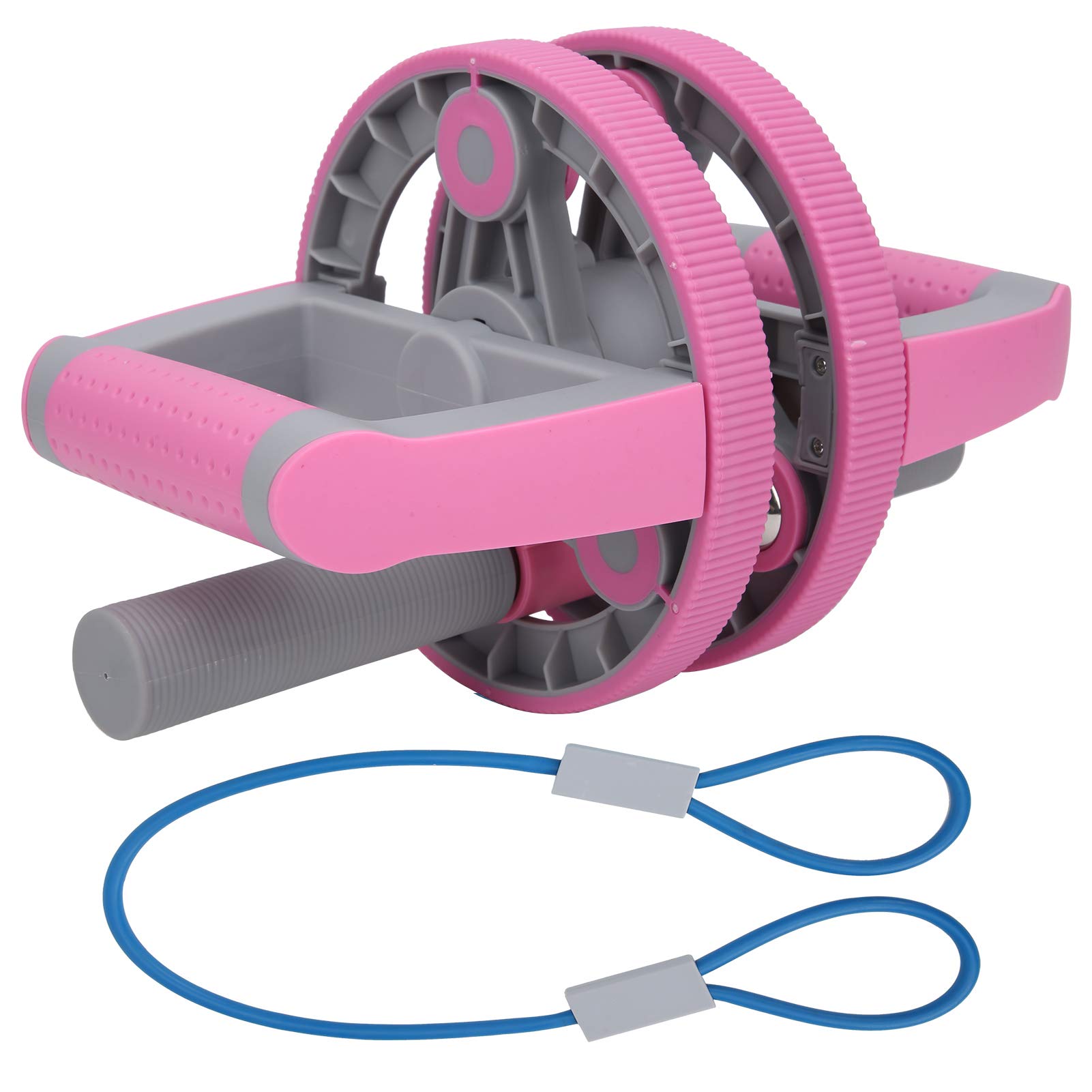 Juego de ruedas abdominales multifuncionales, rodillo de entrenamiento fitness con asas desmontables y correa de látex, equipo compacto de gimnasio en casa para el entrenamiento