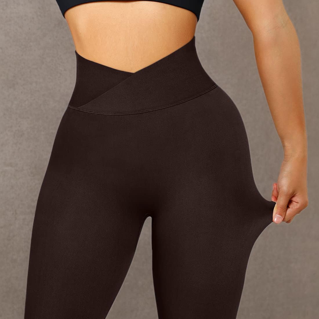 SUUKSESS Women Crossover Seamless Leggings Butt Lifting High Waisted Workout Yoga Pants