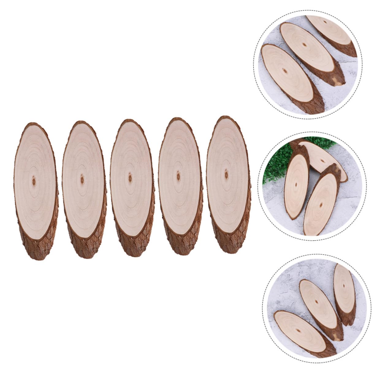 Ovale Holzscheiben für Selbstgemacht Holzausschnitt, Beige, Unbehandelt