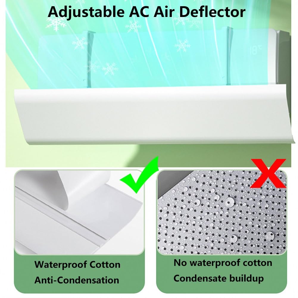 Regolabile Deflettore Condizionatore Domestico con Filtro Impermeabile | Deflettore Telescopico da 90/100/110 cm, Scudo Del Condizionatore Anti-getto Diretto per a Parete(110X20CM/43X8IN)