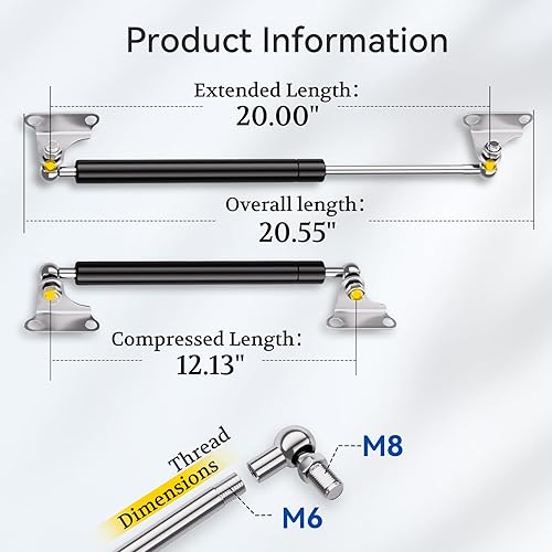 Miniatura 4 de ARANA Puntales de Gas de 20 pulgadas 100 libras para Tapa Pesada con Soportes, Amortiguadores de Servicio Pesado para Cama de RV, Resortes