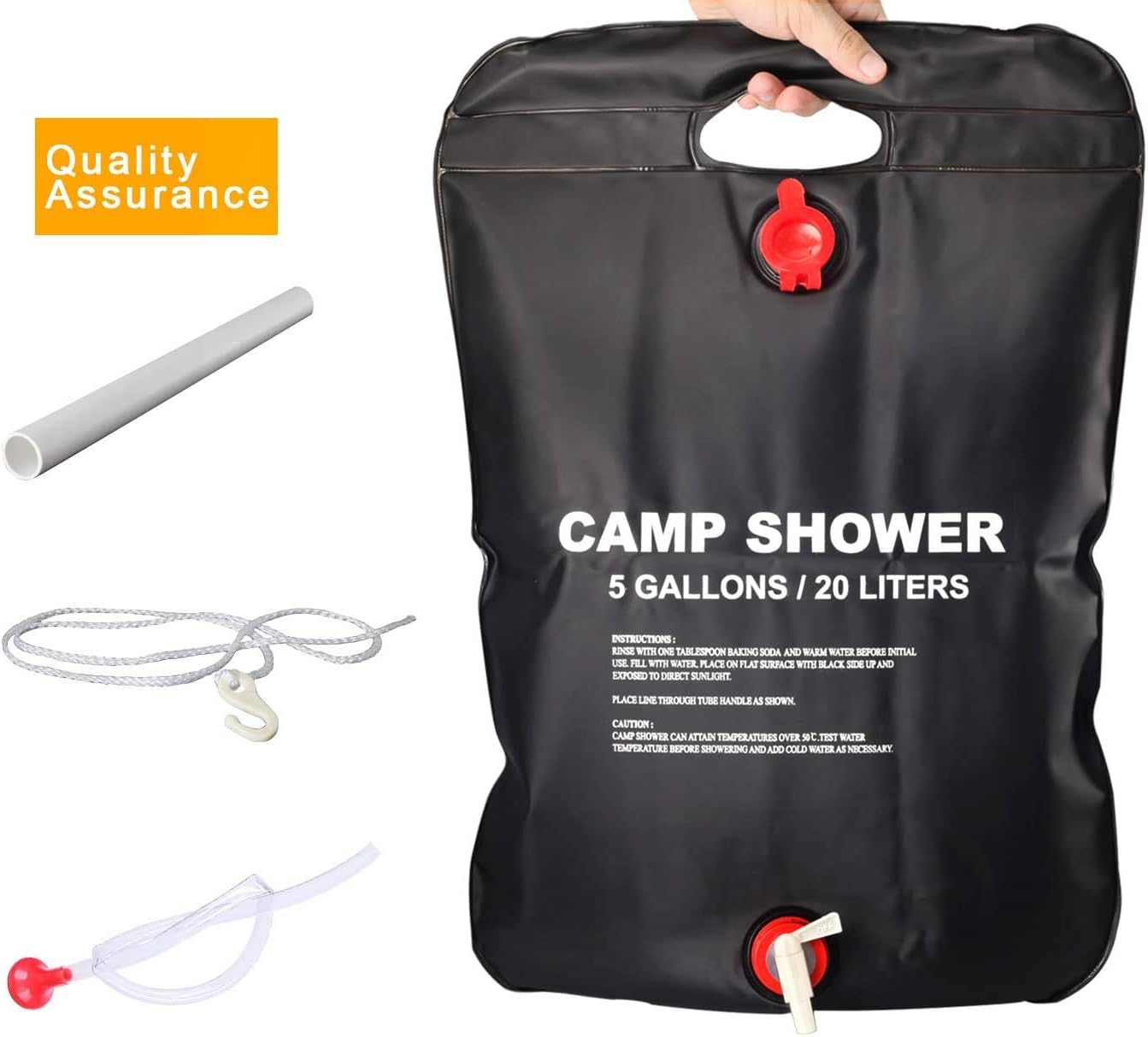 Namvo Portable Outdoor Solar Shower Bag Camp Shower Bag 5 Gallons/20L with Removable Hose and On-Off Switchable Shower Head for Camping Beach Swimming Outdoor Traveling - Image 3