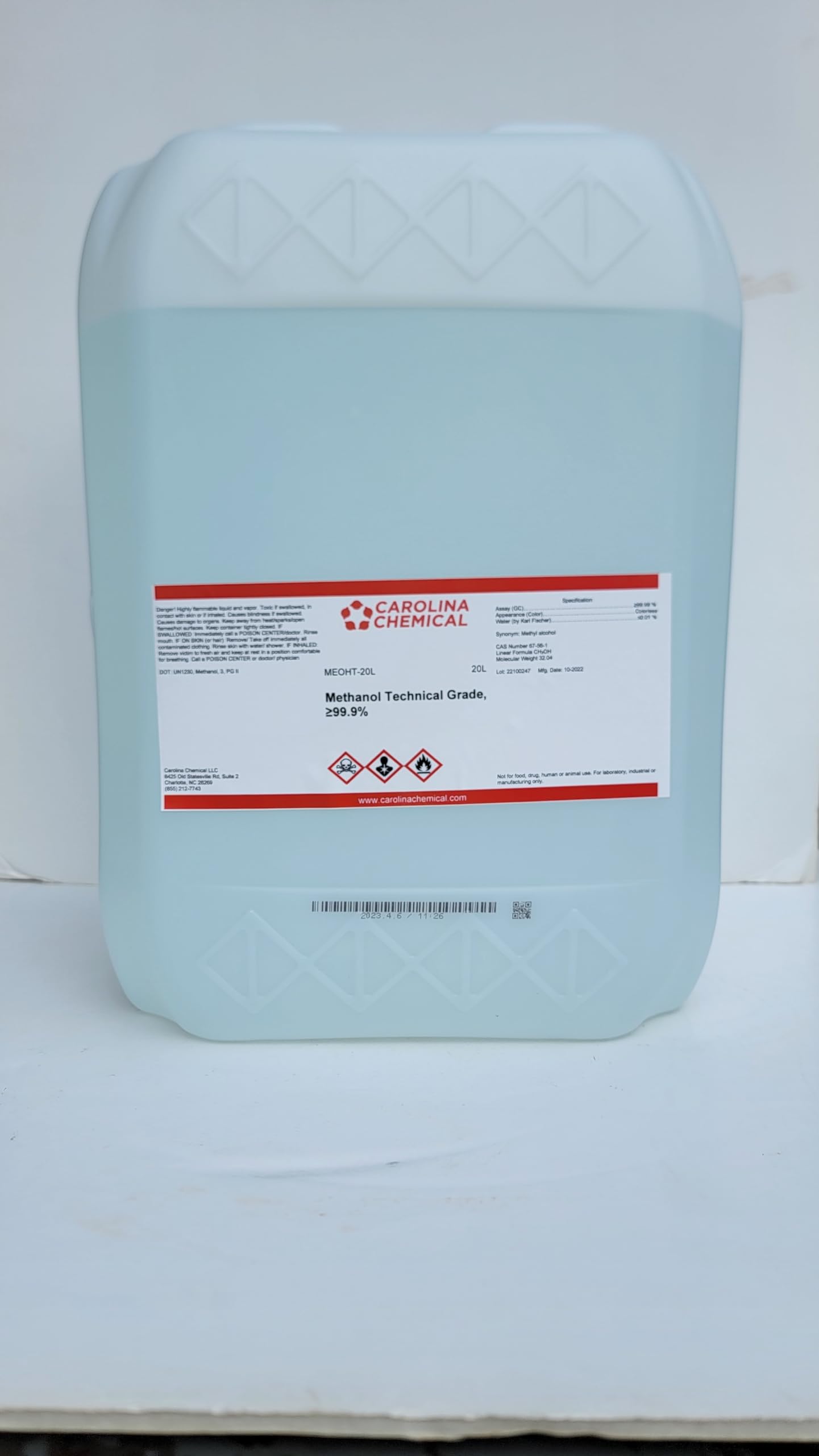 Methanol Methyl Alcohol Technical Industrial Grade ?99.9% 20 Liters 5 gallons