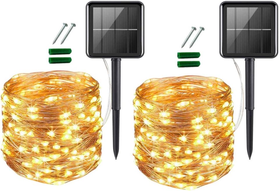 UPOOM [2 Pack Solar Fairy Lights, 400 LED Outdoor Solar String Lights Garden Copper Wire Decorative Lights 72Ft Waterproof Indoor Outdoor Lighting for Garden, Patio, Yard, Christmas