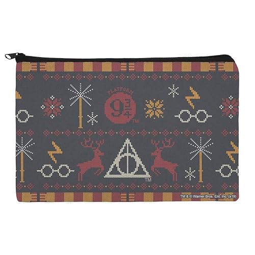 Bolsa organizadora de cosméticos de maquillaje con patrón de suéter de Harry Potter