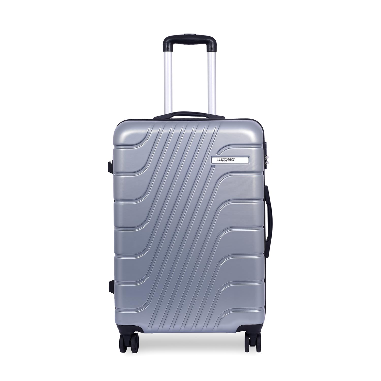 LuggeroEternal Light-Weight & Durable Polycarbonate Silver Unisex Hard Luggage| Medium - 65cm|8 Smooth Spinner TPU Wheels | Outer Combi Lock | Trolley Bag