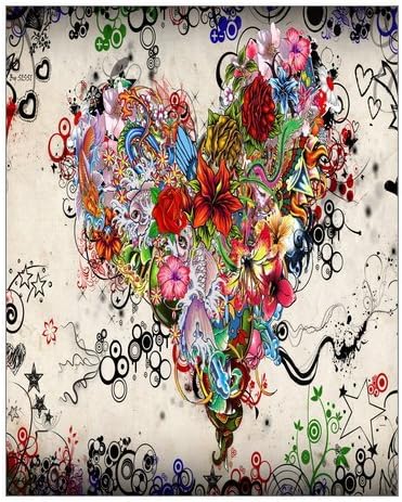 Fashion Flowers heart Painting Canvas Print 16" x 20" Modern Canvas Art Wall Decor Landscape Oil Painting Wall Art Wall Decor Home Decorations.