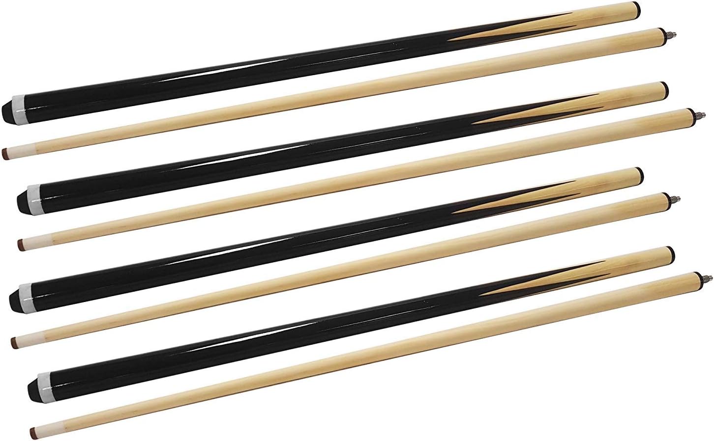 Set of 4 Pool Cues 58" Billiard House Bar Cue Sticks, 2Piece Pool Cue Sports