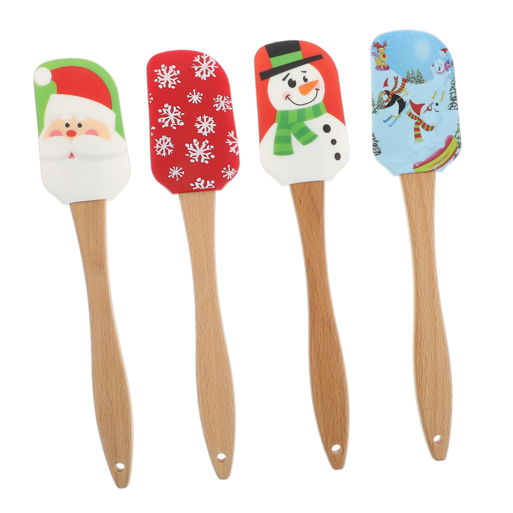 POPETPOP 4 piezas Raspadores de Crema de Navidad de Silicona de Espátulas para Pasteles Utensilios de Cocina para Hornear Decoración de Tartas