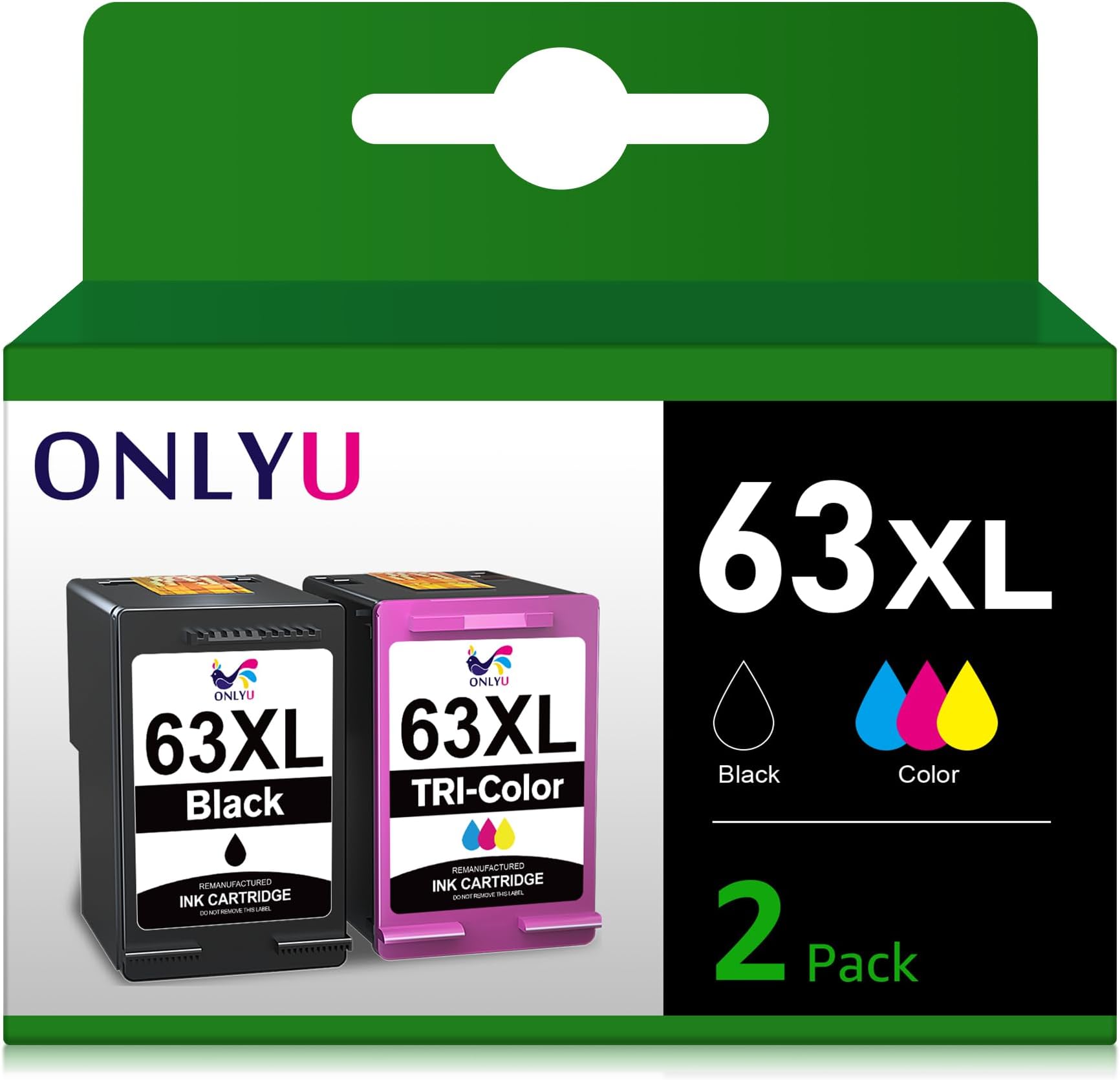 63XL Black Ink Cartridge Replacement for HP Ink 63 Black