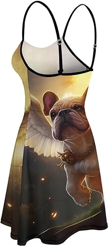 Miniatura 6 de Bulldog Dog Angel Womens Sling Dress Fashion Mini Swing Sundress Tank T Shirt Dresses