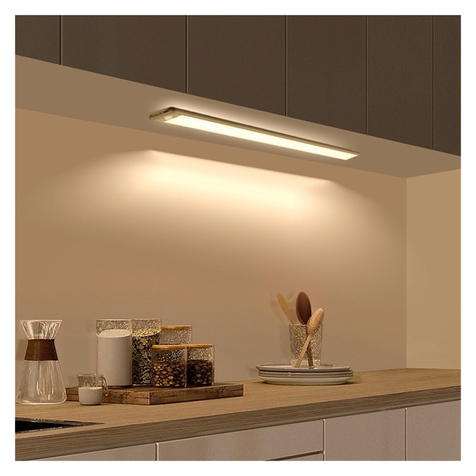 OśWietlenie Szafek Bezprzewodowy Czujnik Ruchu LED Do Szafki Typ C Trójkolorowa Lampka Nocna Lampa Do Szafy Podświetlenie Schodów Do Szafki Kuchennej łAtwy Montaż(2PCS,40CM)