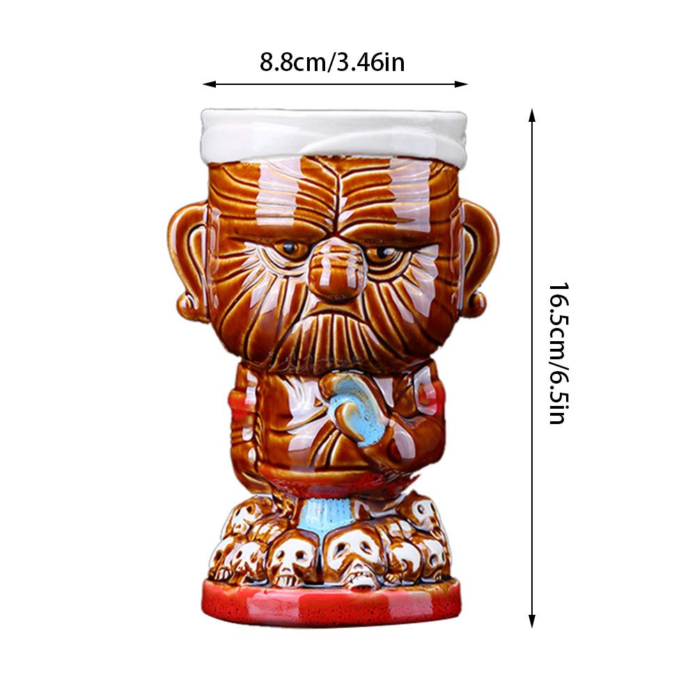 Tiki Mugs Set of 8 Ceramic Hawaiian Party Mugs Drinkware, Tiki Bar Mugs for Cocktails, Premium Tropical Cups Drinks for Exotic Parties (8
