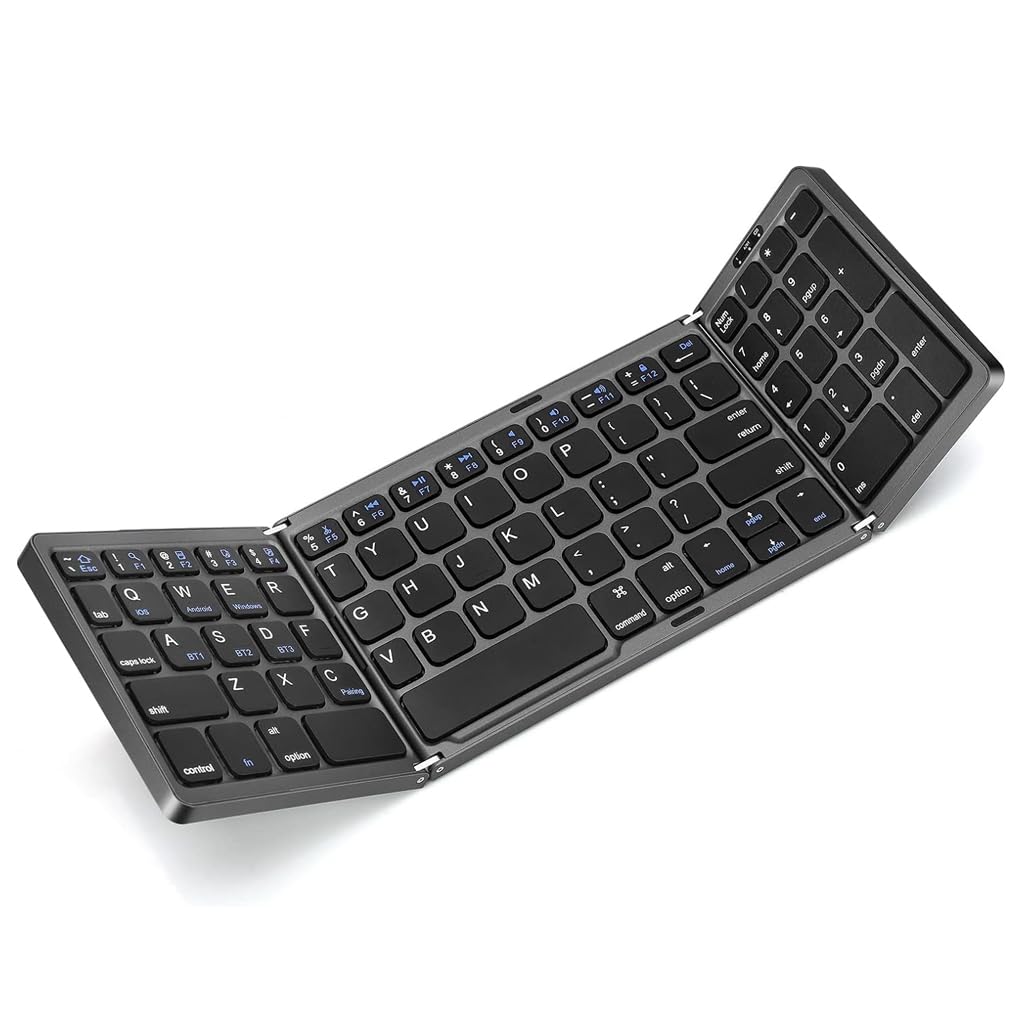 TECPHILE Wireless Bluetooth Foldable Keyboard Full Size Multi-Device Portable Keyboard, Compact, Silent & Rechargeable, Connect Upto 3 Devices for Tablet/Laptop/Phone/iOS/Android-image-29