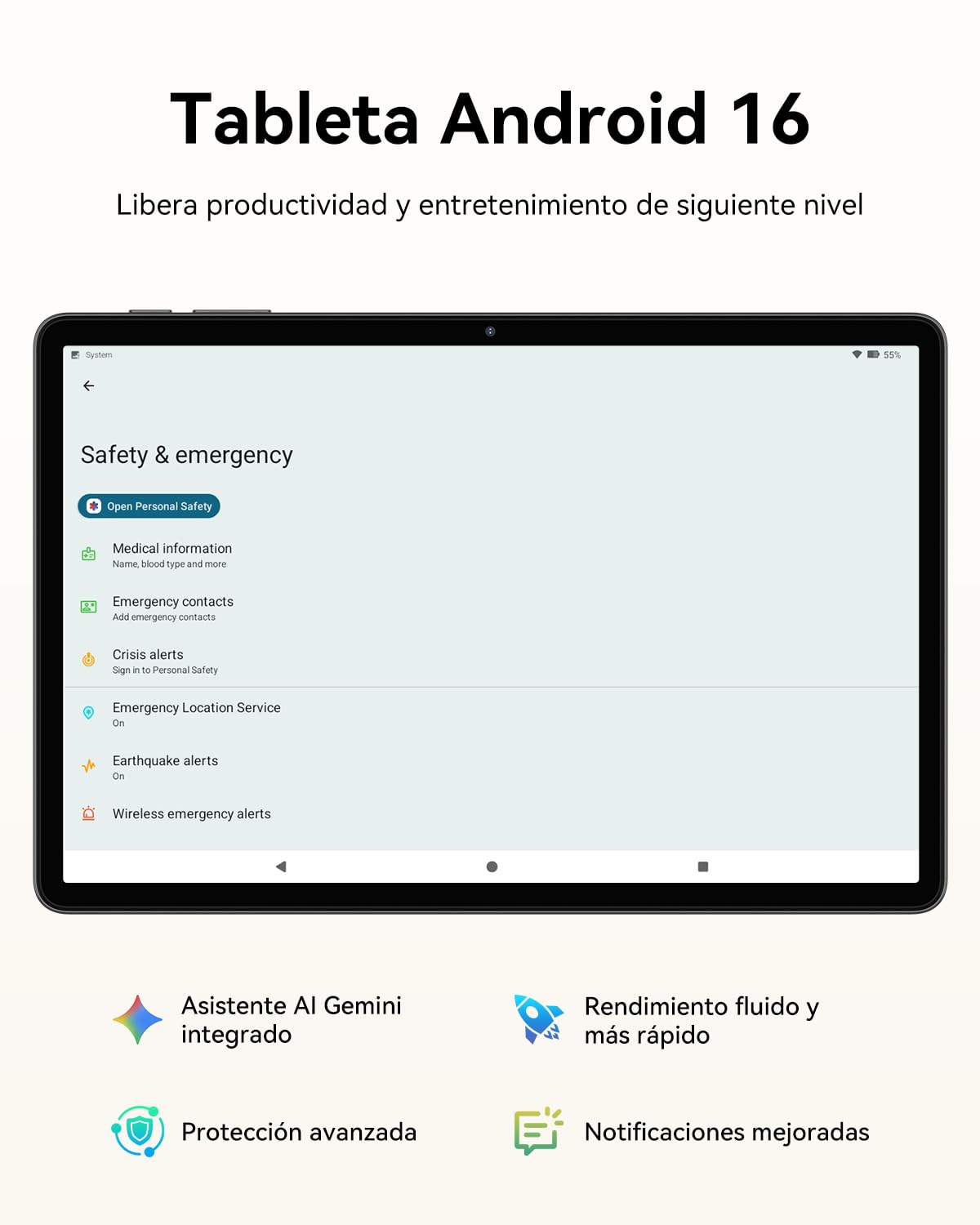 TABWEE T30 11 Pulgadas Tablet Android 16 (64GB+4TB), Tableta para Estudiar | Batería 7000mAh, Pantalla HD IPS, Gemini AI 4.0, WiFi 5G, GPS, OTG, Tableta para Estudiar, Trabajar y Niños