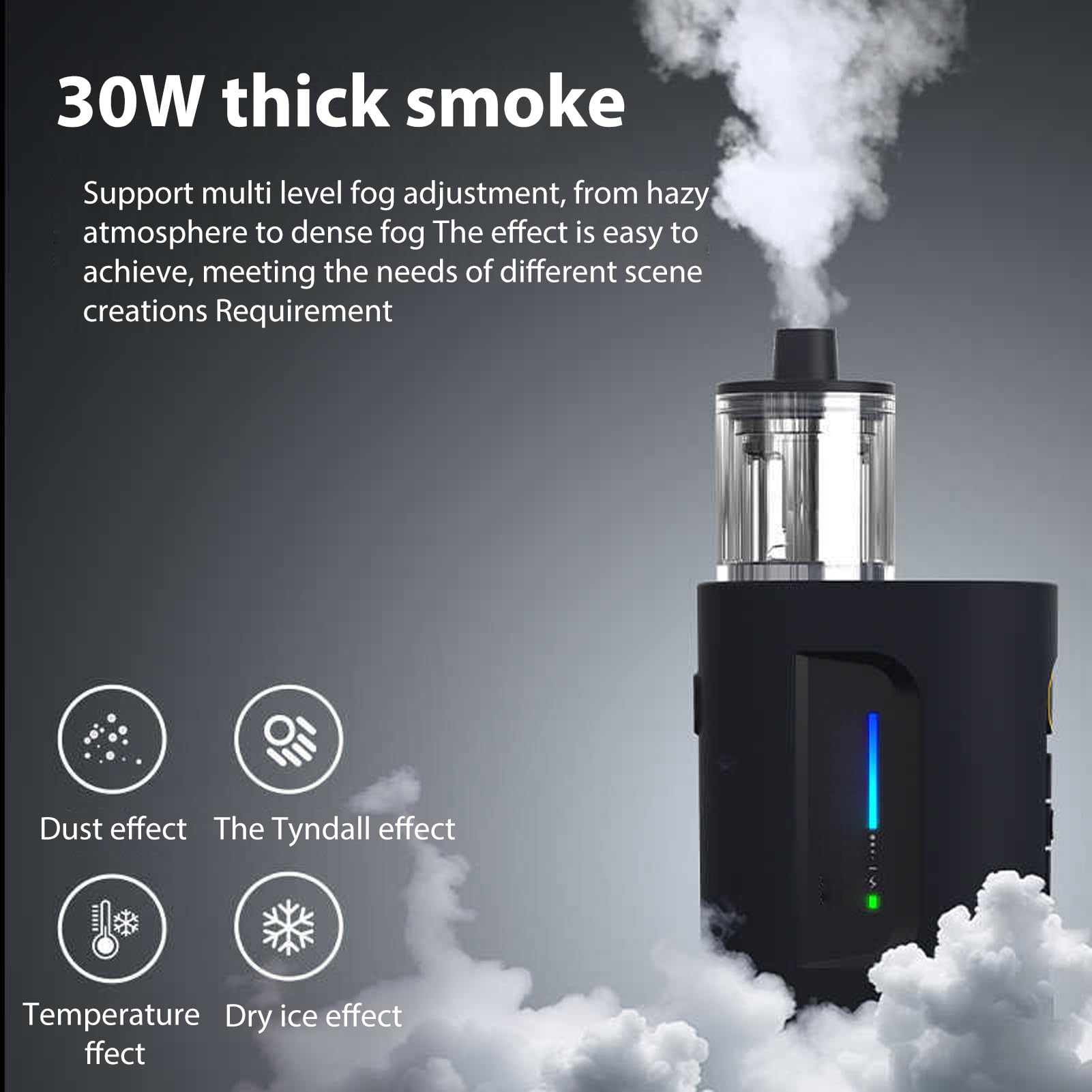 Máquina de Humo Portátil, Máquina de Humo de 30 W con Control Remoto, para Fotografía, Transmisión en Vivo, Presentación en Escenario de Bodas