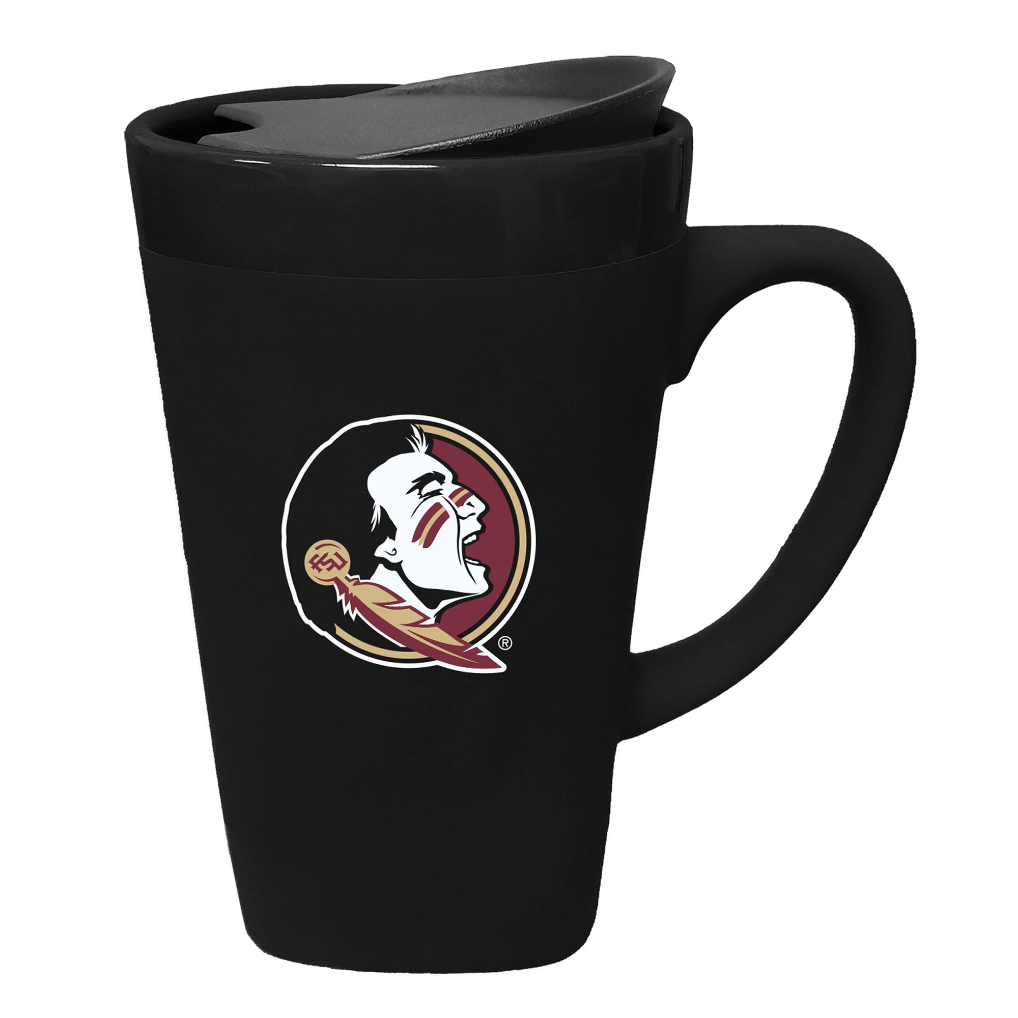 The Fanatic Group Florida State University Ceramic Mug with Swivel Lid, Design 1 - Black