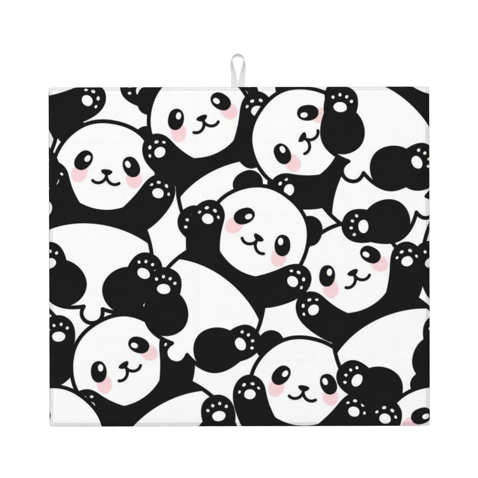 Yyhwhjde Black Panda Prints Kitchen Drying Mat – Absorbent Dish Throw For Countertop, Non-Slip Quick-Dry Layer With Vibrant Prints, Ideal For New Home Gift