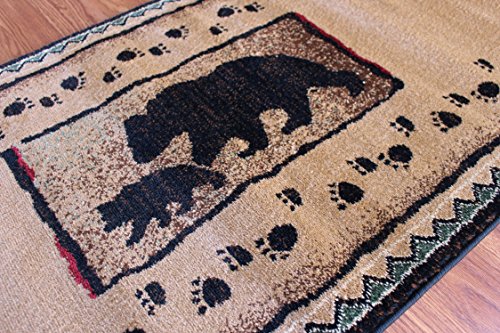 Cabin Lodge Long Runner Area Rug With Bear And Cub Image (2 Feet 4 Inch X 10 Feet 10 Inch) Runner #TOP3