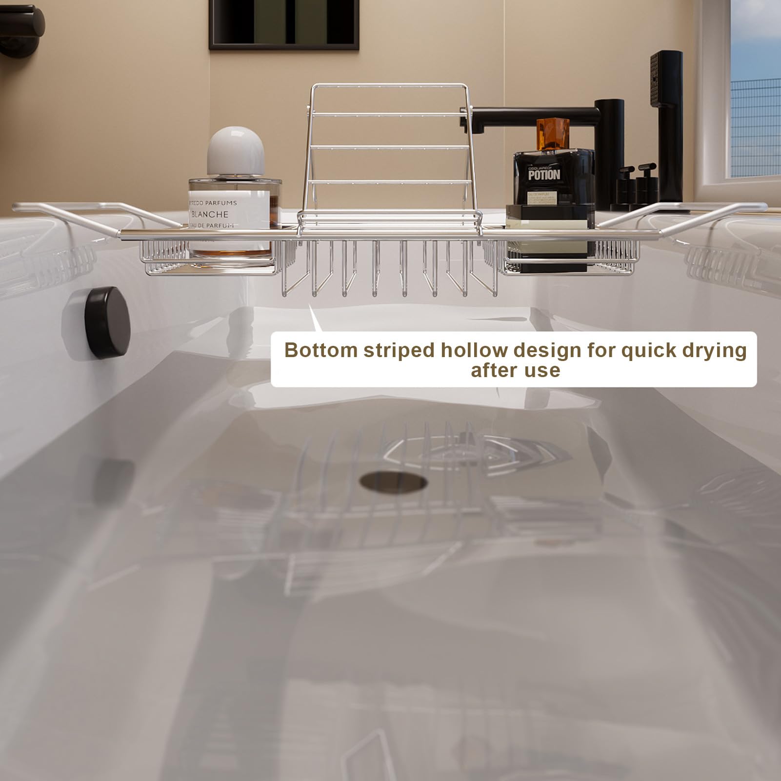 Bandeja de baño extensible ajustable, estante de bañera de relajación para spa, impermeable, se adapta a la mayoría de bañeras, ideal para velas, libros y bebidas