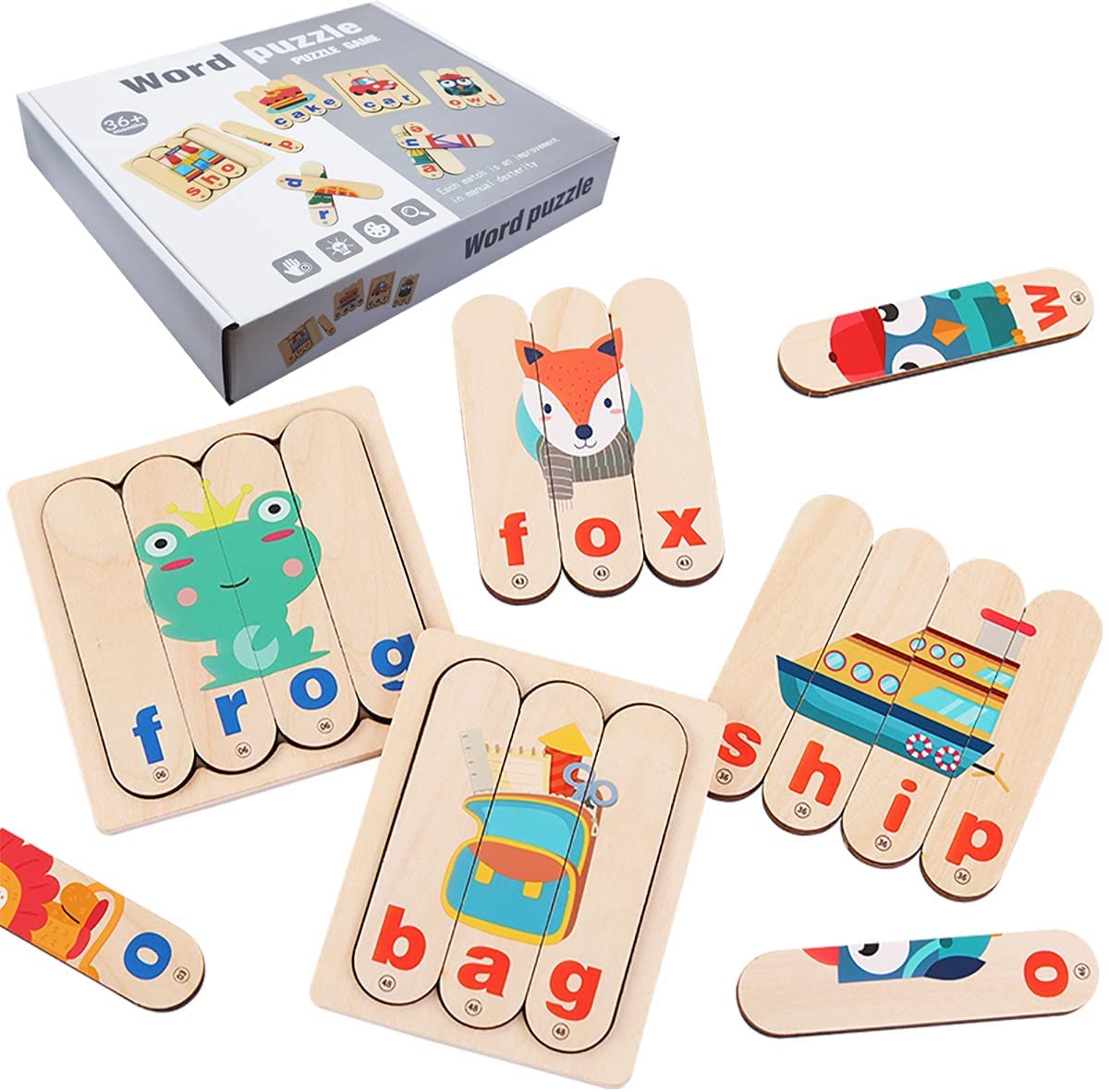 MONKEYTAIL Wooden Word Puzzle - Fun Learning Toy for Kids | Colorful Word Board for Easy Spelling (B08VS3XZWZ) Amazon Price History, Amazon Price Tracker