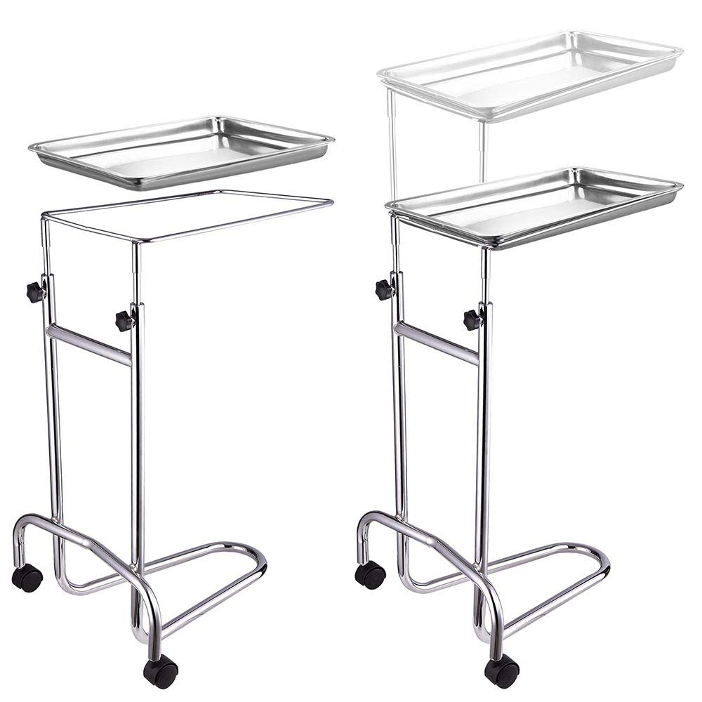 Instahibit Mobile Instrument Mayo Stand Stainless Steel Adjustable Tray Medical Doctor Tattoo Spa Salon Equipment : Beauty & Personal Care