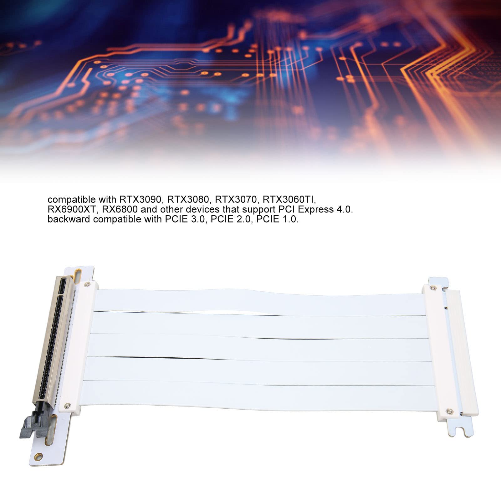 Przedłużacz PCIe 4.0 X16, Przedłużacz GPU 128 Gb/s Transmission Anti Interference Adapter 90 Stopni, Kabel PCIe 4.0 X16 Riser do Karty Graficznej (Biały)