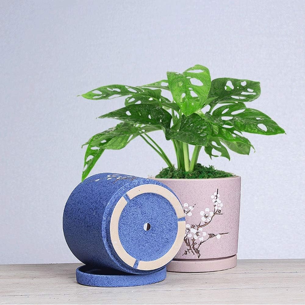 Doniczki ceramiczne, wielokolorowa ceramiczna doniczka na kwiaty, zielona roślina, bardzo duża z tacką, miąższowa ceramiczna doniczka, zielona doniczka na kwiaty, zielona