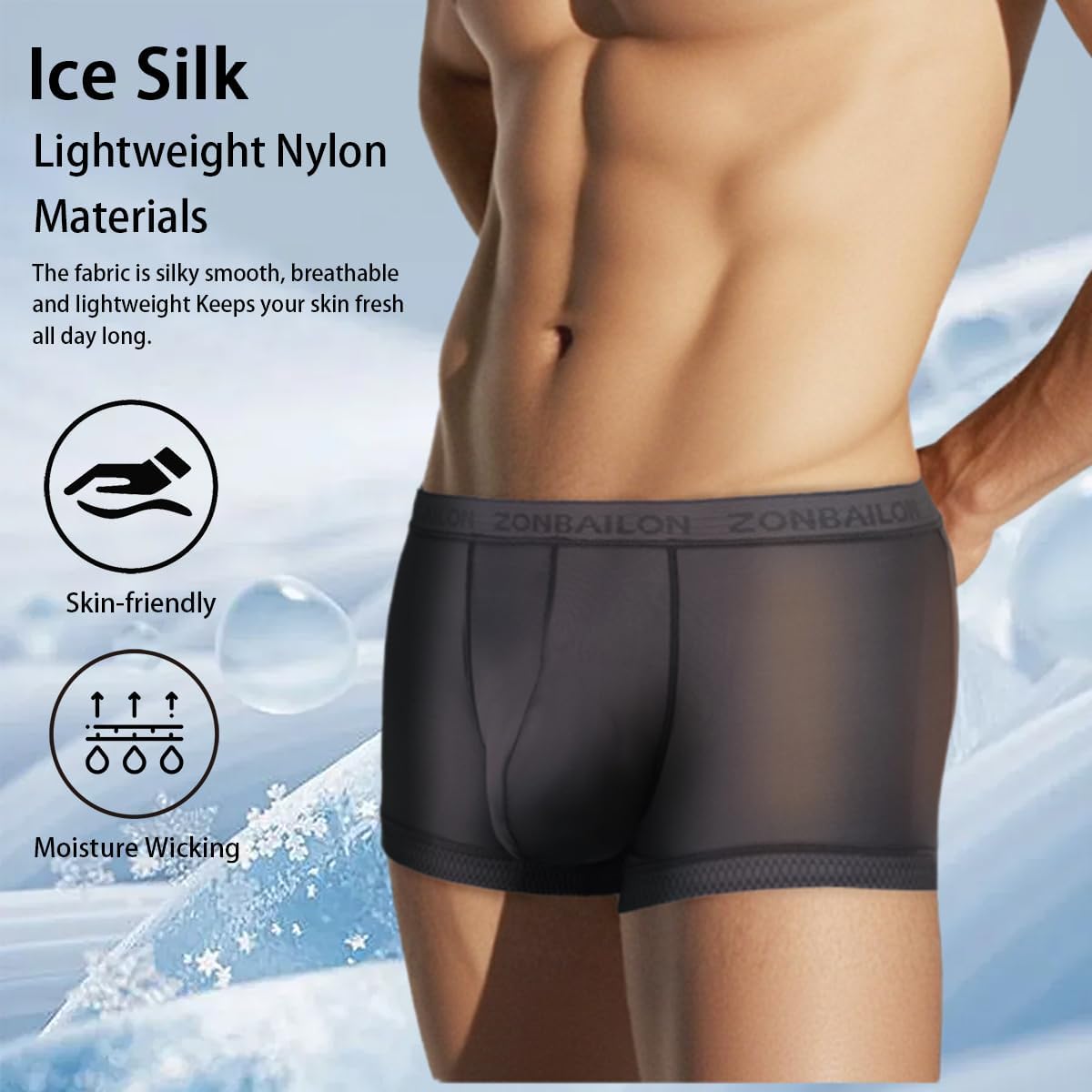 JINSHI Ice Silk Mens Sexy Underwear For Straight Men See Through Boxers Ultra Thin Sheer Trunk Bulge Pouch Boxer Briefs - Image 5