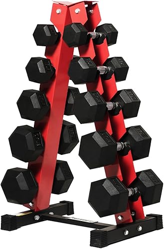 RitFit Juego de mancuernas hexagonales de goma de 250 libras300 libras con estante de pesas, múltiples opciones de color disponibles, gran equipo de