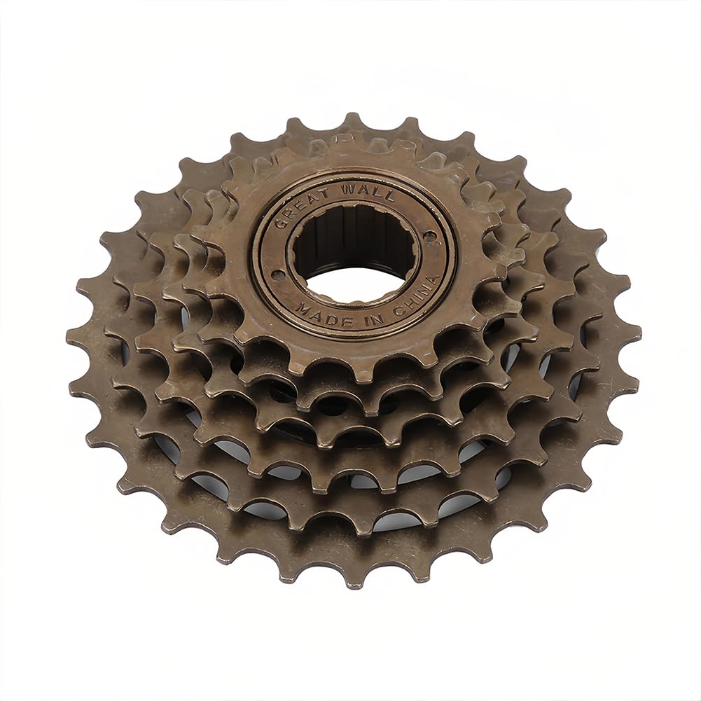 Tiiyee 6 Speed Bicycle Freewheel, Cassette Freewheel 14-28 Tooth Sprocket Smooth Gear Change Replacement Threaded Screw On Design Used for Mountain Bike Cycling Cassettes Free Wheel Hub Upgrade Parts