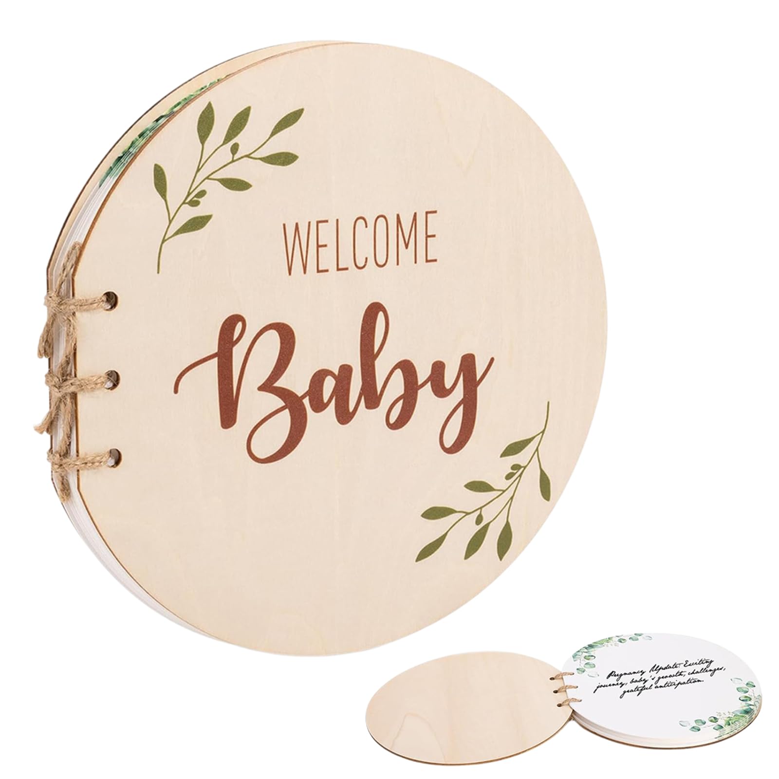 35 Pages Baby Shower Guest Book, Wooden Baby Memory Book, Signing Book for Baby Shower Guest Book Baby, Baby Message Book