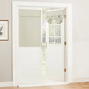 RYB Home Door Curtain - Privacy Thermal Insulated Doorway Curtains for Patio Front French Door Living Room Dining Room, W26 x L69 inches, 1 Panel, Light Beige